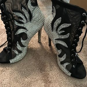 Azalea Wang rhinestone tie up heels
